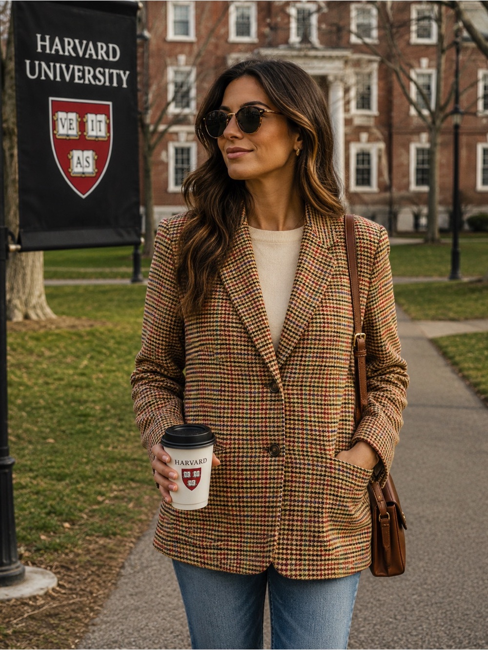 VTG Liz Claiborne Sport Blazer Wool Houndstooth Plaid Career Academia Sz 10 Y2K